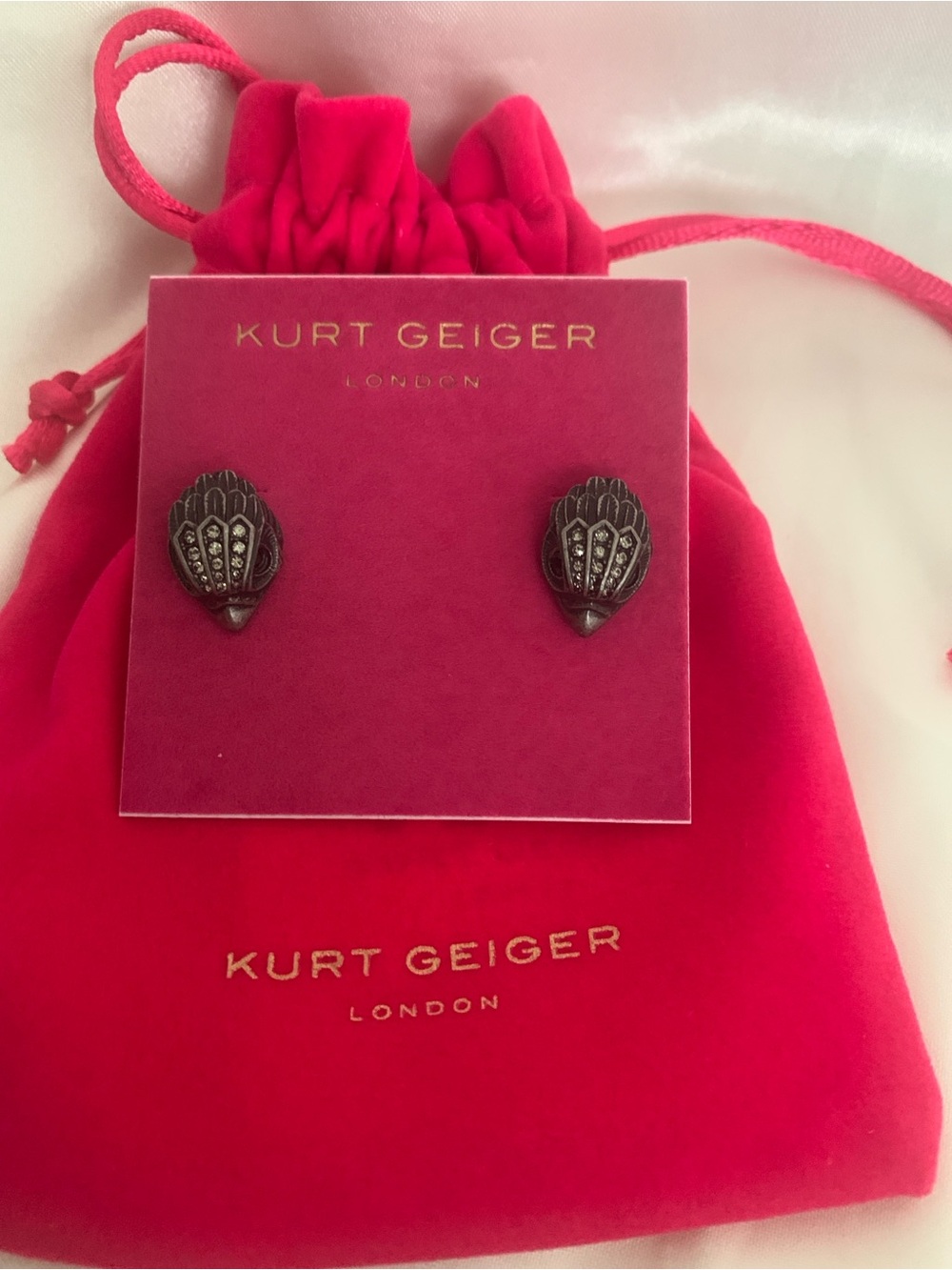 Kurt Geiger Gunmetal Shell Stud Earrings